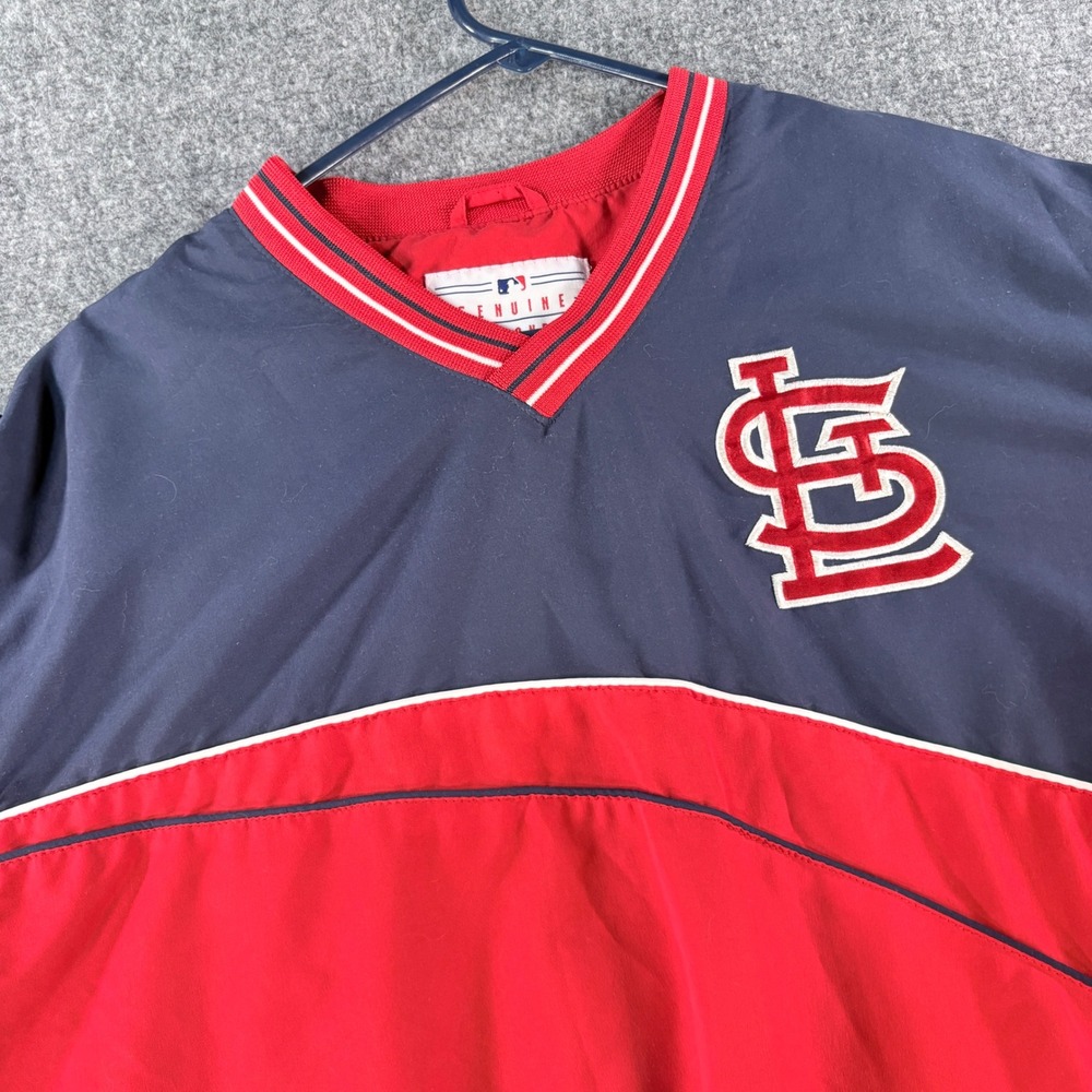 MLB St Louis Cardinals Windbreaker Pullover Jacket Navy Red Men Large